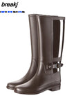 Rainboots Women Knee-High Water Boots Buckle Long Tube High-grade Waterproof Shoes Womens Rubber PVC Rain Boots