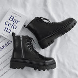 Men Boots PU Leather Warm Ankle Booties Autumn Winter High Top Waterproof Motorcycle Boots Side Zipper Platform Shoes