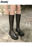 Boots Shoes Sexy Thigh High Heels High Sexy Round Toe Low Over-the-Knee Ladies Mid Calf Sandals Summer Rubber Fabric