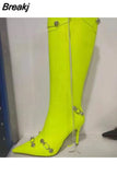 Knee High Boots 2023 Winter Boots Brand New Super High Thin Heels With Rivet Retro Fashion Cool For Women Summer