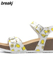 Fashion Women Cork Sandals 2023 New Summer Beach Wedge Trifle Buckle Strap Black White Platform Outside Sandalias