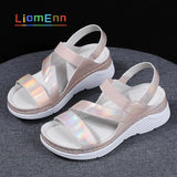Summer Women's Sandals 2021 New Designer Ladies Genuine Leather White Silver Pink Platform Sandal For Women flip