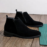 Breakj 2023 New Youth Pointed Head Big Head Help Low Tube Anti-Villy Skin Thick Bottom Fashion Men's Martin Boots