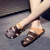 New Summer Buckle Cork Slipper 2023 Casual Women Beach Outside Non-slip Closed Toe Cut-outs Slides