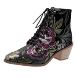 Ankle Boots with Square Heel Lace Up Flower Red Platform Boots Luxury Heel Shoes for Women Boots Womens Platform