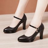 Platform High-Heeled Shoes Lacquered Leather Buckle Model Catwalk Etiquette Women's Shoes New Pointed Stilettos Professional Work