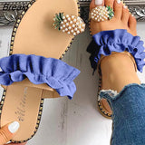 Women Slipper Pineapple Pearl Flat Toe Bohemian Summer Beach Sandals Ladies Shoes plus size Mujer