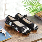 Breakj Cloth Shoes Women's Shoes Embroidered Shoes Low Heel One-Word Button Summer Women's Singles