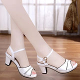 Toe Summer High Heels Women Sandals Wild Word Buckle Female Platform Beach Sandals Ankle Strap Women