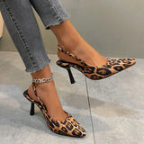 Women's Summer New Sexy Pointed Toe Simple Solid Color High Heels PU Leather Outdoor Casual Party Dress Women's