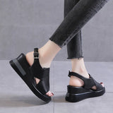 Summer Sandals For Women Wedge Heeled Fashion Cross Strap Casual Style Ladies Shoes Comfort Open Toe Solid Buckle