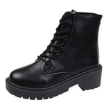 Chunky Platform Combat Boots Women 2023 Back Zipper Pu Leather Ankle Boots Woman Punk Thick Bottom Motorcycle Botas