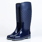 Fashion Women's Rain Shoes Autumn Winter High Tube Water Shoes Diamond Lattice Rain Boots Thermal Rubber Shoes