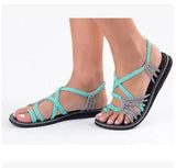 Size Summer Beach Sandals Women Clip Toe Rope Knot Flat Slippers