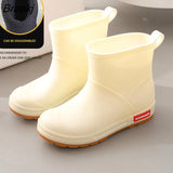 Boots Women Ankle Shoes Waterproof Rain Rubber Shoes for Rain Day 2023 New Slip on Female Short Boots Solid Warm
