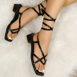 Summer Thick Heels Gladiator Sandals Women 2023 Ankle Strap Clip Toe Sandals Woman Plus Size 43 Beach Rome Shoes