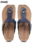 New Summer Women Beach Shoe Casual Cork PU Leather Slippers Men Outdoor Fashion Flip Flops