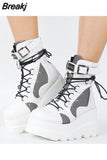 Design Gothic Style Platform Mid-Calf Boots Big Size 43 2023 New Winter INS Hot Sale Comfy Woman Shoes Motorcycle