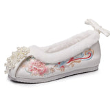 Breakj Shoes Ancient Style Chinese Wedding Shoes Red Pearl Xiushoes Ancient Costume Bride Shoes Embroidered