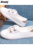 Zapatos De Mujer Lady Cute Sweet White Pu Leather Slip on Loafers Women Fashion Comfort Anti Skid Flat Shoes