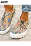 Women Casual Shoes Loafers Snake Printing Ladies Canvas Patchwork Platform Autumn Sneakers for