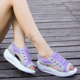Breakj Fish Mouth Thick Soles High Rocking Shoes Sandals Korean Version Of Casual Pine Women's Shoes Fashion Sports Casual Net Cloth
