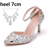 Breakj Tuxedo Diamond Wedding Shoes 9 Fine Heel Pointed Sandals Luxury Water Drill Wedding Shoes