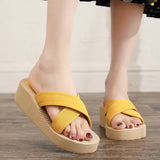 Breakj New Simple Cross-Bottom Slippers Women Wear Leisure Beach Slopes And Large-Size Cold