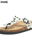 2023 New Women Print Cork Flip Flops Slipper Casual Summer Beach Outside Non-slip Slides