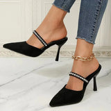 Straps Stiletto Heeled Sandals Women Pointed Toe Elegant High Heels Mules Woman Slip On Luxury Designer Party Shoes