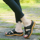 Slippers Women's 2023 Size Sandals Women's Hollowed-Out Cross-Leisure Slope Heels Ladies