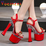 Decoration Buckle Strap Women Shoes New Chunky Heel Sandals Summer Platform High Heels Nightclub Party Pole Dance