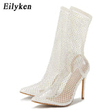 2023 New Women High Heel Ankle Boots Sandals Sexy Pointed Toe Elastic Booties Female Stiletto Summer Botas De