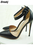 8cm 10cm 12cm high thin heels pointed toe ankle buckle strap customize party dating elegant cozy women pump YG078