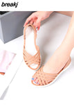 Summer Women Fashion Jelly Sandals Low Heel Peep Toe Shallow Slides Casual Beach Outdoor Female Ladies Slipper