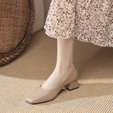 Women High Heels Pumps Closed Square Toe Shallow Basic Office Square Heel Heels Classic Ladies Dress Party Slip-On Weding