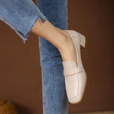 Style Square Toe High Heel Shoes Elegant Woman Cowhide Real Leather Pumps Thin Heels 6cm Designer Pumps Party Dress