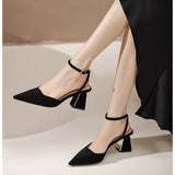 Summer New Pointed Fashion One Line Buckle Style Shallow Mouth Sandals Women's Comfortable Banquet Shoes