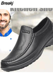 Men Casual Leather Shoes Waterproof Non-slip Chef Shoes Large Size Oil-proof Fashion Loafers Slip-on Kitchen Restaurant