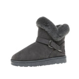 Women Winter Snow Boots Outdoor Fur Keep Warm Shoes Female Flock Slip-on Woolen Boot Solid Metal Decoration Casual Boots