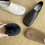Women Flats Tabi Ninja Moccasins Round Split Toe Shallow Lazy Slip On Slingback Mules Leather Shoes Soft Loafers Slip
