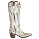 High Quality Shoes Woman Big Size 34-43 Embroider Vintage Westren Boots Square Toe Mid-calf Chunky Heels