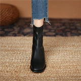 Color Short Boots for Women's New Autumn Winter Mid Barrel Back Zipper Coarse Heel Square Head Fashion Boots for
