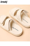 New Summer Women Beach Outside Platform Slippers Med Heel Casual Hook Loop Non-slip Outdoor Slide