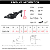 Spring Pointed Toe Mules Sandals Women Fashion Thin High Heels Party Dress Shoes Woman Metal Buckle Stiletto Heel
