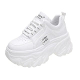 White Black Chunky Dad Sneakers Women 2023 Autumn Thick Bottom Vulcanized Shoes Woman Pu Leather Platform Sneaker