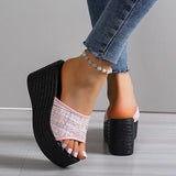Women's High-heeled Slippers 2023 Summer New Sexy Luxury Sweet Bow Platform Shoes Ladies Fashion Wedges Sandals Zapatos De