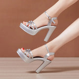 10Cm Waterproof Platform Large-Size Sandals Women Large-Size High Heels Sexy Thin Fish Mouth High-Heeled