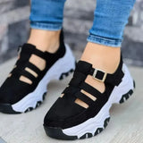 Autumn New Women's Fashion Hollow Designer Thick-soled Wedge Sports Shoes Outdoor Casual Walking Women's Vulcanized