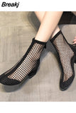 Air Mesh Net Bling Women Shoes Summer Ankle Boots Thin High Heels Sexy Sandal Chelsea Boots Female Dropship Pumps